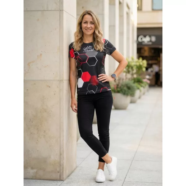  Tricou funcțional premium pentru femei ALTISPORT VOJ/ALW037TR01 NEGRU ȘI ROȘU 