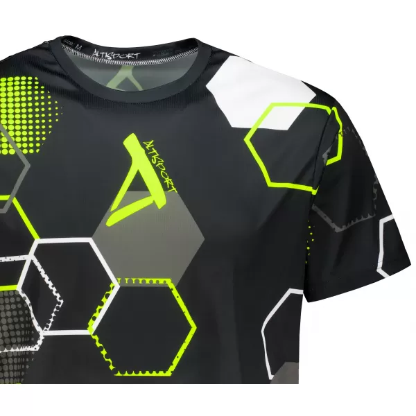  Tricou funcțional premium pentru bărbați ALTISPORT VOJ/ALM037TR01 NEGRU ȘI GALBEN 