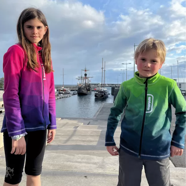  Hanorac fleece pentru copii WAMU MOZAIKA FIALOVÁ VERDE 