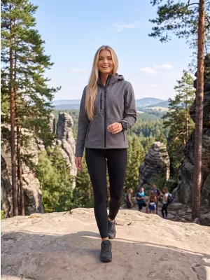 Jachetă softshell pentru femei ALTISPORT NP/ALW125 EVIDENȚIERI GRI ÎNCHIS