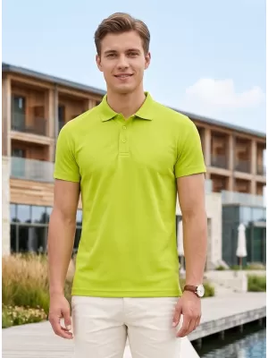 Tricou pentru bărbați cu guler ALTISPORT NoPrint NP/ALM712 LĂMÂIE VERDE