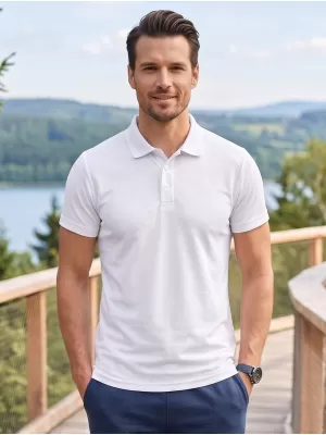 Tricou pentru bărbați cu guler ALTISPORT NoPrint NP/ALM712 ALB