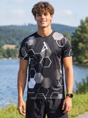 Tricou funcțional premium pentru bărbați ALTISPORT VOJ/ALM037TR01 ALB-NEGRU
