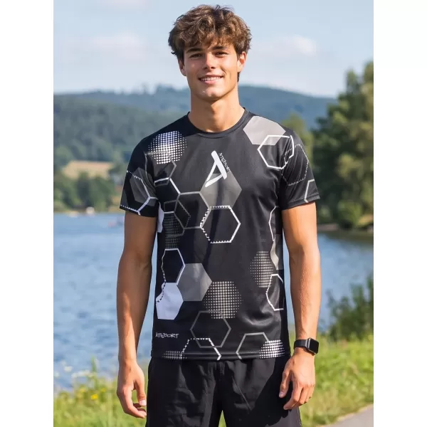  Tricou funcțional premium pentru bărbați ALTISPORT VOJ/ALM037TR01 ALB-NEGRU 