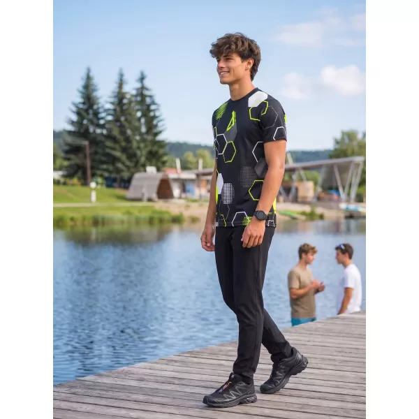  Tricou funcțional premium pentru bărbați ALTISPORT VOJ/ALM037TR01 NEGRU ȘI GALBEN 