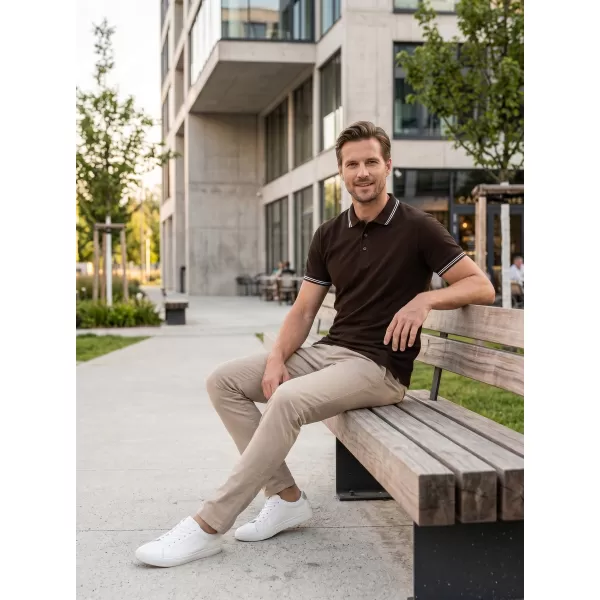  Tricou pentru bărbați cu guler ALTISPORT NP/ALM921 CAFEA 