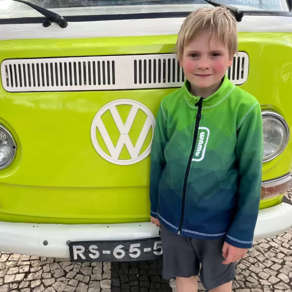  Hanorac fleece pentru copii WAMU MOZAIKA VERDE 