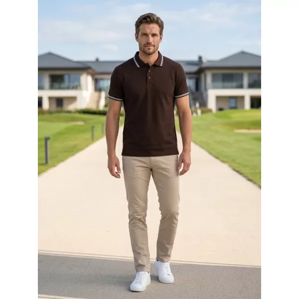  Tricou pentru bărbați cu guler ALTISPORT NP/ALM921 CAFEA 