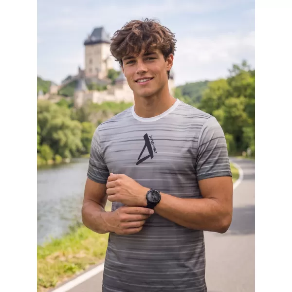  Tricou premium pentru bărbați ALTISPORT VOJ/ALM031TR01 ALB-NEGRU 
