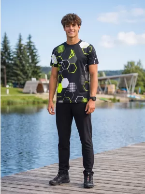 Tricou funcțional premium pentru bărbați ALTISPORT VOJ/ALM037TR01 NEGRU ȘI GALBEN