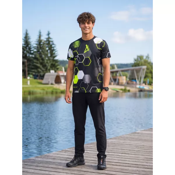  Tricou funcțional premium pentru bărbați ALTISPORT VOJ/ALM037TR01 NEGRU ȘI GALBEN 