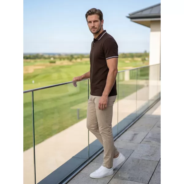  Tricou pentru bărbați cu guler ALTISPORT NP/ALM921 CAFEA 