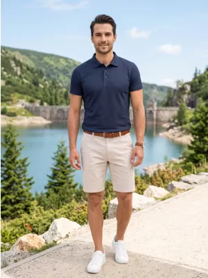 Tricou pentru bărbați cu guler ALTISPORT NoPrint NP/ALM712 ALBASTRU MARIN