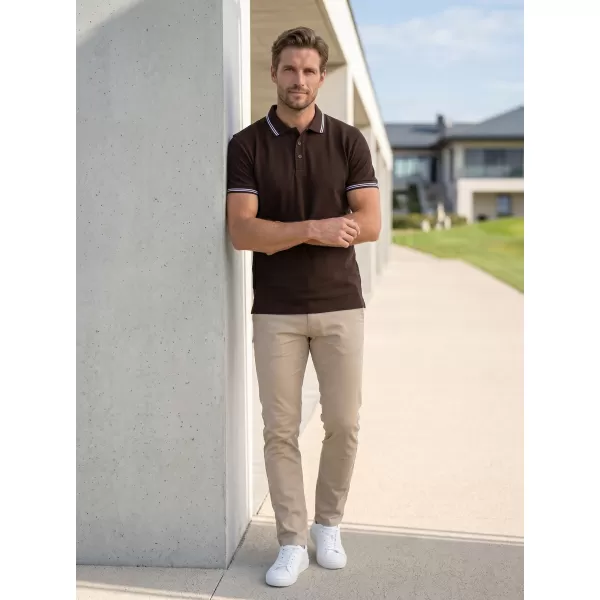  Tricou pentru bărbați cu guler ALTISPORT NP/ALM921 CAFEA 