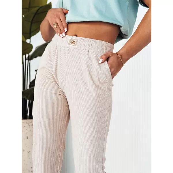  Pantalonii pentru doamne DSTREET BRINAT UY2047 BEJ 