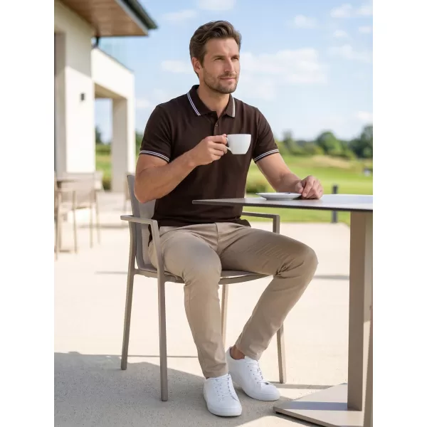 Tricou pentru bărbați cu guler ALTISPORT NP/ALM921 CAFEA 