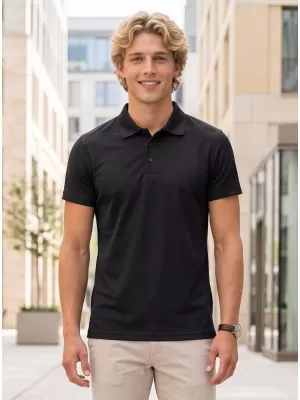 Tricou pentru bărbați cu guler ALTISPORT NoPrint NP/ALM712 NEGRU