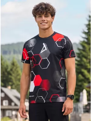 Tricou funcțional premium pentru bărbați ALTISPORT VOJ/ALM037TR01 NEGRU ȘI ROȘU