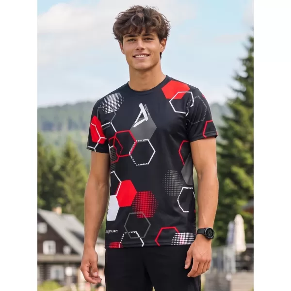  Tricou funcțional premium pentru bărbați ALTISPORT VOJ/ALM037TR01 NEGRU ȘI ROȘU 