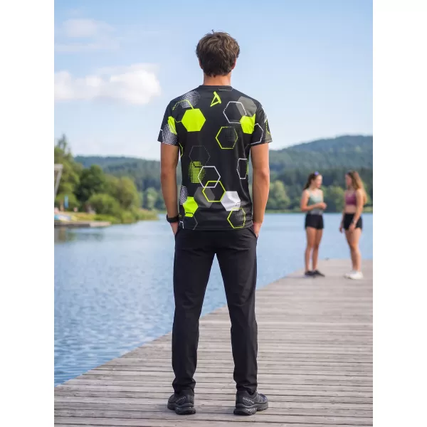  Tricou funcțional premium pentru bărbați ALTISPORT VOJ/ALM037TR01 NEGRU ȘI GALBEN 