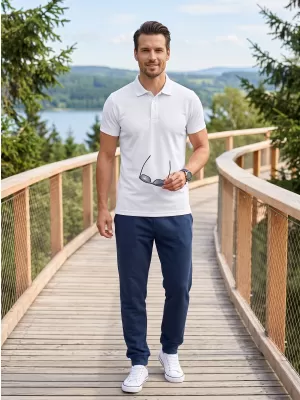 Tricou pentru bărbați cu guler ALTISPORT NoPrint NP/ALM712 ALB