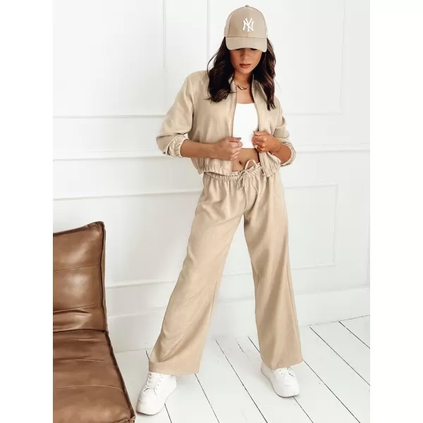  Pantalonii pentru doamne DSTREET MADDIE UY1833 BEJ 