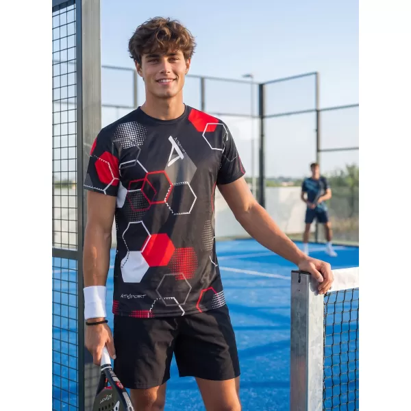  Tricou funcțional premium pentru bărbați ALTISPORT VOJ/ALM037TR01 NEGRU ȘI ROȘU 