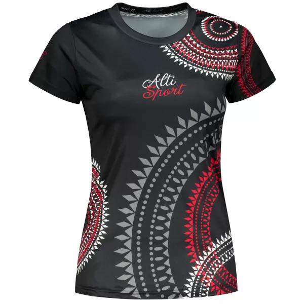 Tricou funcțional premium pentru femei ALTISPORT VOJ/ALW033TR01 NEGRU ȘI ROȘU 