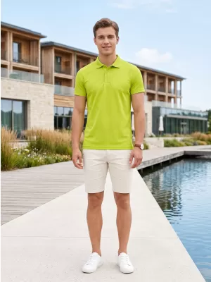 Tricou pentru bărbați cu guler ALTISPORT NoPrint NP/ALM712 LĂMÂIE VERDE