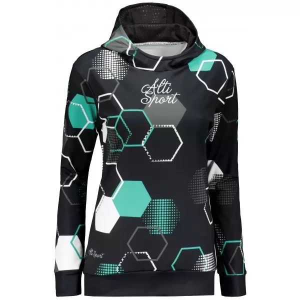  Hanorac funcțional premium pentru femei ALTISPORT VOJ/ALW037MI01 NEGRU/TURCOAZ 