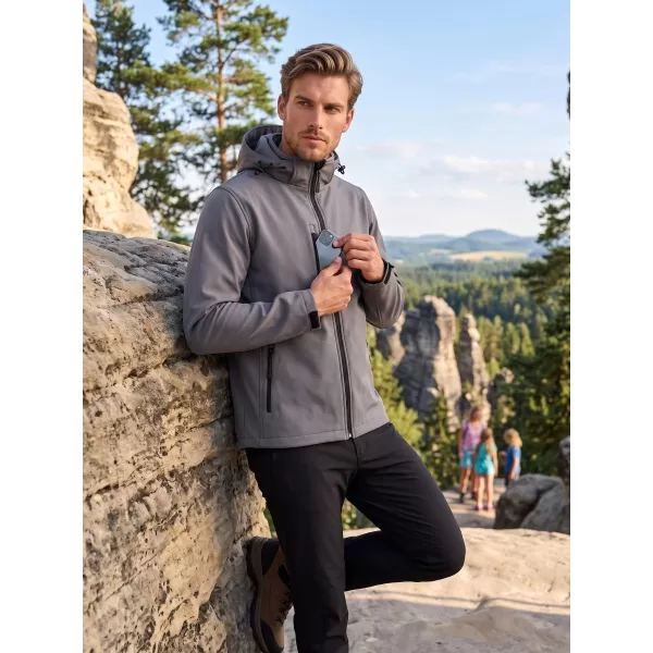  Jachetă softshell pentru bărbați ALTISPORT NP/ALM225 EVIDENȚIERI GRI ÎNCHIS 