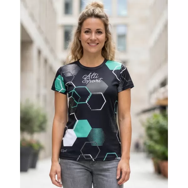  Tricou funcțional premium pentru femei ALTISPORT VOJ/ALW037TR01 NEGRU/TURCOAZ 