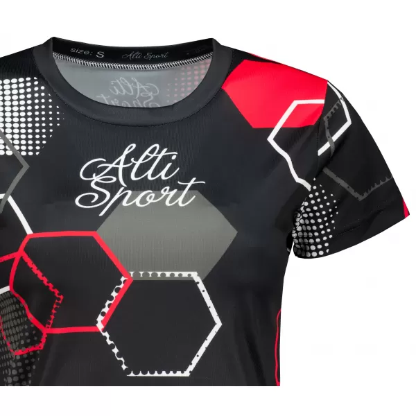  Tricou funcțional premium pentru femei ALTISPORT VOJ/ALW037TR01 NEGRU ȘI ROȘU 
