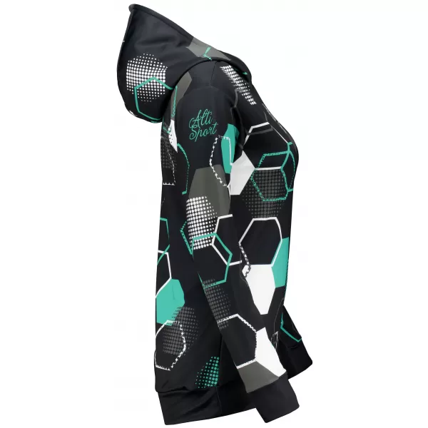  Hanorac funcțional premium pentru femei ALTISPORT VOJ/ALW037MI01 NEGRU/TURCOAZ 