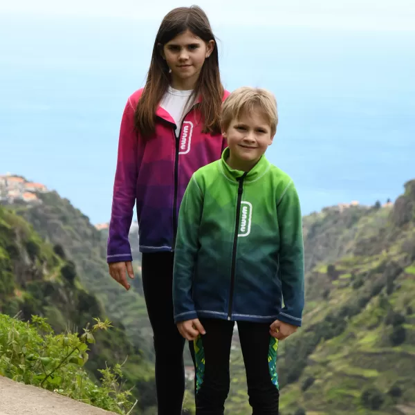  Hanorac fleece pentru copii WAMU MOZAIKA VERDE 