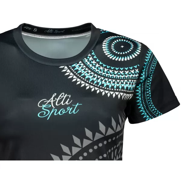  Tricou funcțional premium pentru femei ALTISPORT VOJ/ALW033TR01 NEGRU ȘI ALBASTRU 