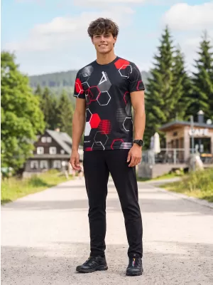Tricou funcțional premium pentru bărbați ALTISPORT VOJ/ALM037TR01 NEGRU ȘI ROȘU