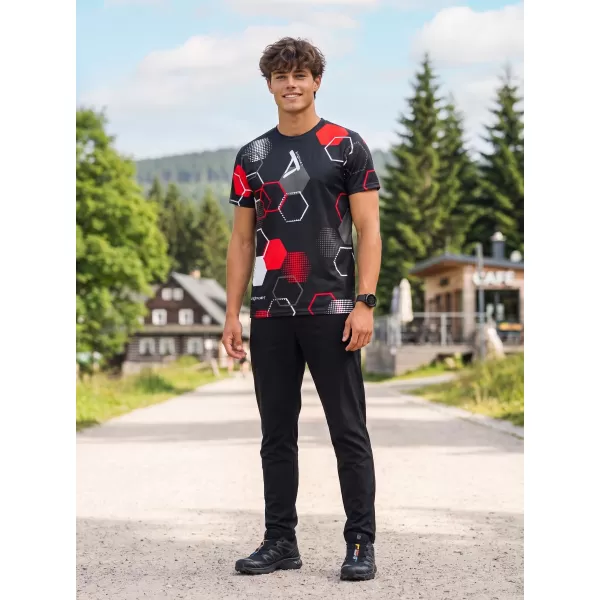  Tricou funcțional premium pentru bărbați ALTISPORT VOJ/ALM037TR01 NEGRU ȘI ROȘU 