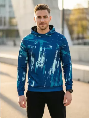 Hanorac premium pentru bărbați ALTISPORT VOJ/ALM010MI01 SMARALD/ALBASTRU