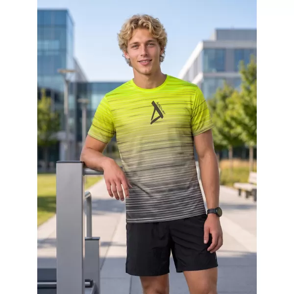  Tricou premium pentru bărbați ALTISPORT VOJ/ALM031TR01 NEGRU/GALBEN FLUO 