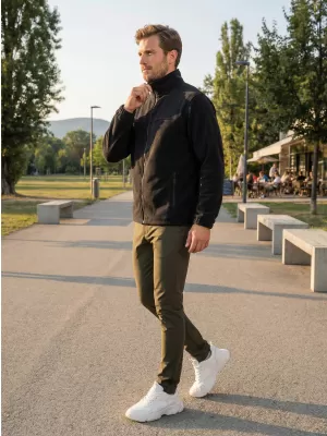 Hanorac pentru bărbați din fleece ALTISPORT NP/ALM105 NEGRU