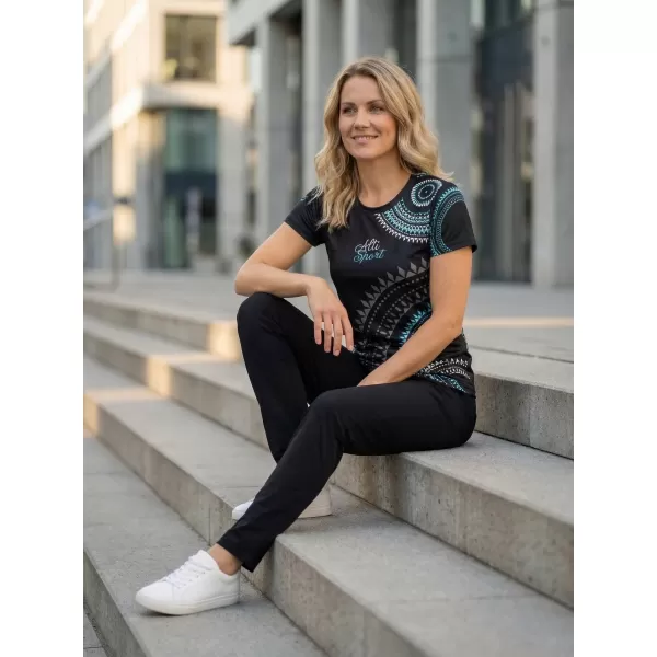  Tricou funcțional premium pentru femei ALTISPORT VOJ/ALW033TR01 NEGRU ȘI ALBASTRU 