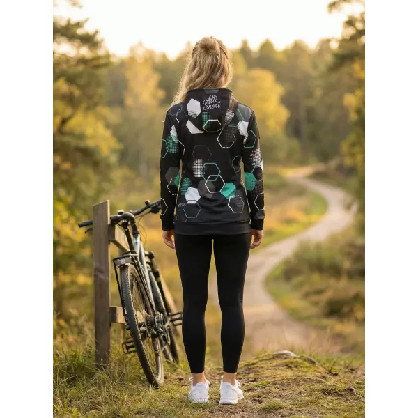  Hanorac funcțional premium pentru femei ALTISPORT VOJ/ALW037MI01 NEGRU/TURCOAZ 