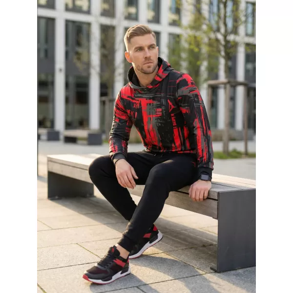  Hanorac premium pentru bărbați ALTISPORT VOJ/ALM010MI01 NEGRU ȘI ROȘU 