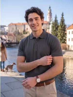 Tricou pentru bărbați cu guler ALTISPORT NP/ALM302 ARDEZIE ÎNTUNECATĂ