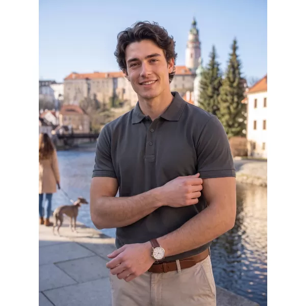  Tricou pentru bărbați cu guler ALTISPORT NP/ALM302 ARDEZIE ÎNTUNECATĂ 