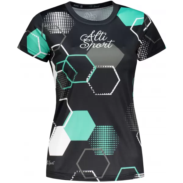  Tricou funcțional premium pentru femei ALTISPORT VOJ/ALW037TR01 NEGRU/TURCOAZ 