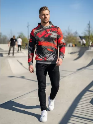 Hanorac premium pentru bărbați ALTISPORT VOJ/ALM014MI01 NEGRU ȘI ROȘU