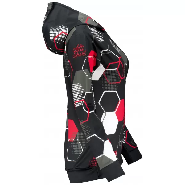  Hanorac funcțional premium pentru femei ALTISPORT VOJ/ALW037MI01 NEGRU ȘI ROȘU 