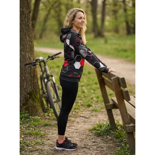  Hanorac funcțional premium pentru femei ALTISPORT VOJ/ALW037MI01 NEGRU ȘI ROȘU 